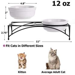 Y YHY Cat Bowls,Elevated Cat Food and Water Bowls with Stand,Raised Pet Bowls for Cats or Dogs,Ceramic Cat Dishes,12 Ounces,Microwave and Dishwasher Safe