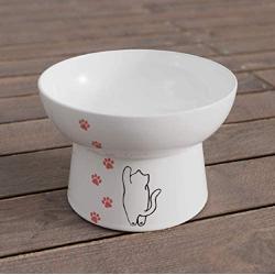 Raised Cat Bowl,Elevated, Porcelain Made, Pet Supplies, Backflow Prevention, Stress Free, Small to Medium, Safety Choice for Your Lovely pet, Superior for Wet and Dry Food…