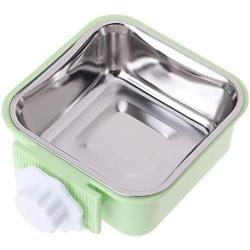 Love Dream Crate Dog Bowl, Stainless Steel Removable Cage Hanging Food Water Bowls with Bolt Holder for Puppy Cat Rabbite Birds