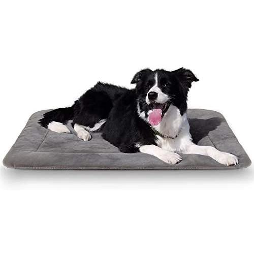 JoicyCo Dog Bed Crate Pad Mat 35''/42''/47'' Washable Pet Bed Cat Beds Soft Dog Mattress- Anti-Slip Kennel Pad Luxury Color (35IN, Clay Gray)