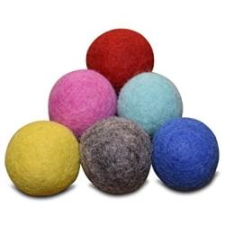 Comfy Pet Supplies Set of 6-100% Wool Felt Ball Toys for Cats and Kittens, Handmade Colorful Eco-Friendly Cat Wool Balls