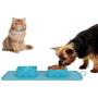 Lattook Collapsible Dog Bowls, Foldable Expandable Cup Dish for Pet Dog Cat Food Water Feeding Portable Travel Bowl, Food Grade Silicone Double Pet Bowl for for Camping, Hiking, Walking, Blue