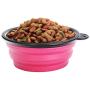 KIQ Pop-up Dog Bowl & Pet Bowl Collapsible Travel Silicone Camping/Hiking/Walking Crate Dish Bowl with Carabiner Clip [2 Cup Set] Travel-Size Folding Dog Portable (Pink/Purple, Large)