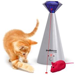 PAWSOME PETS Interactive Cat Laser Toy - Less Mayhem, Happier Humans - Keep Fingers Chew-Free with 360 Rotating, 3 Mode Automatic Laser for Cats - 1 Battery Operated Laser Cat Toy