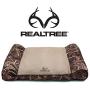 Realtree Edge Camo Sofa Style Lounger Dog Bed with Bolstered Ends and Accent Piping