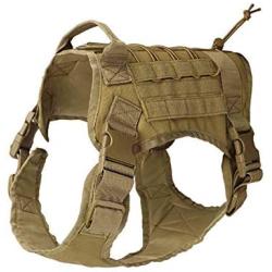 Tylu Tactical Dog Harness Military Dog Working Dog Vest Adjustable Training Vest No-Pull Front Leash Clip Wear-Resisting K9 Harness with Handle & Metal Buckle for Outdoor Patrol Training Hunting