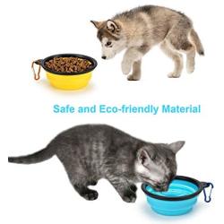 Depets 2 Pack Collapsible Dog Bowl, Portable Dog Bowls for Travel, Fodable Silicone Bowls for Dogs Cats, Small Collapsible Pet Feeding Watering Dish with 2 Carabiners