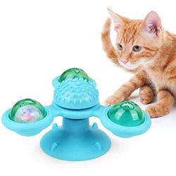 Windmill Cat Toy - Upgraded Three Turntable Teasing Pet Toy Scratching Tickle Cats Hair Brush Funny Kitten Toys with Suction Cup