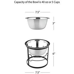 Stainless Steel Elevated Pet Bowl with Stand for Dogs and Cats-Raised Feeder for Food/Water With Removeable Dishwasher Safe Dish- 40 Oz By PETMAKER