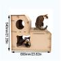 Cat Tree Climbing Frame, Double Ladder Cardboard Cat House, Removable, Foldable, Strong and Stable, Comfortable and Durable - for Kittens, Puppies, Rabbits