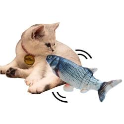 Electric Catnip Fish Toys for Cats Fish Catnip Toys Cat Toys Simulation Plush Fish Shape Toy Doll Interactive Pets Pillow Chew Bite Kick Supplies for Cat Kitten