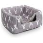 Hollypet Self-Warming 2 in 1 Foldable Comfortable Triangle Cat Bed Tent House, Gray Antlers
