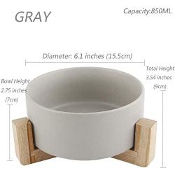 Ceramic Elevated Dog Bowls, Raised Dog and Cat Pet Feeder with Wooden Stand Water Food Comfort Diner Anti Slip Feet Reduce Neck Burden Easy to Clean