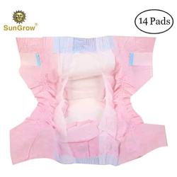 Sungrow Pet Diapers, for Female Dogs & Cats, Leak-Proof, Super Disposable Diapers, Convenient & Environmental Friendly, Secure & Comfortable Fit for Your Pets, 14-Pads