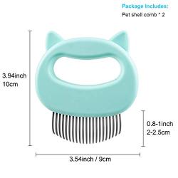 2 Pcs Cat Dog Comb Pet Grooming Massage Tool, Cat Dog Brush Pet Shell Comb for Removing Matted Tangled and Loose Hair (Green)