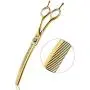 7 Inch Downward Curved Dog Grooming Scissors Thinning Texturizing Shears Professional Safety Blunt Tip Trimming Shearing for Dogs Cats Face Paws Limbs Japanese Stainless Steel Purple, Yellow