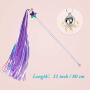 ZooZoo Cat Teaser Toy Handcrafted Fairy Princess Shiny Tassel Wands 3-Color Pack, Glitter Magic Star Crystal Beaded Crown Large Jingle Bell Interactive Fun Play Pet Stimulate Active Exercise Entertain