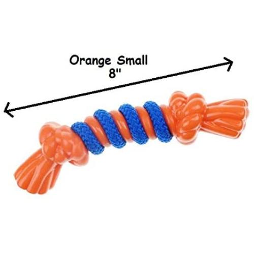 MPP Dog Toys Durable Plastic Rope Bone Blue Orange Tugs Pick Color & 8'' or 14'' Size