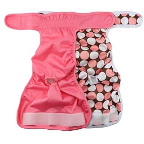 UEETEK Female Pet Dog Puppy Hygiene Diaper Pants Washable Reusable Nappy Pants Size XS 2PCS (Rose Red)