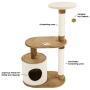 PETMAKER Cat Tree Condo 3 Tier with Condo & Scratching Posts, 37.5'', Brown & Tan