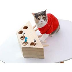 ShiLei Fun Toy for Cats, Interactive Wooden Solid W Mouse, Round Design, fine Workmanship, no Sharp Edges