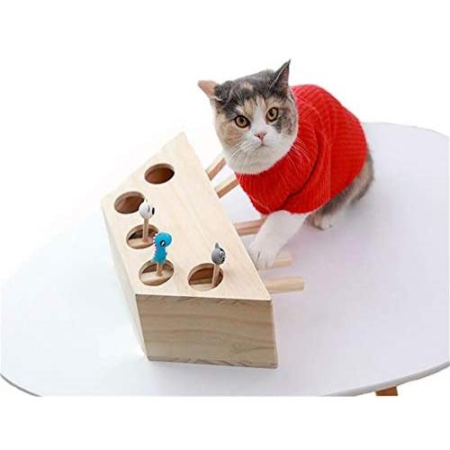 ShiLei Fun Toy for Cats, Interactive Wooden Solid W Mouse, Round Design, fine Workmanship, no Sharp Edges