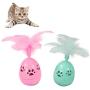 ocijf179 Pet Toy Kitten Bell Feather Tumbler Interactive Puzzle Funny Plastic Cat Toy Pet Supply - Green