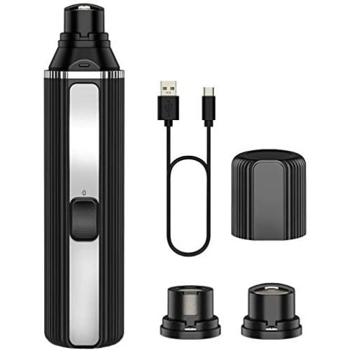 OKMEE Upgraded High Power Dog Nail Grinder, The Lowest Noise Pet Nail Trimmer with 2-Speed and Extra 2 Grinding Heads for Large, Medium, Small Dogs and Cats