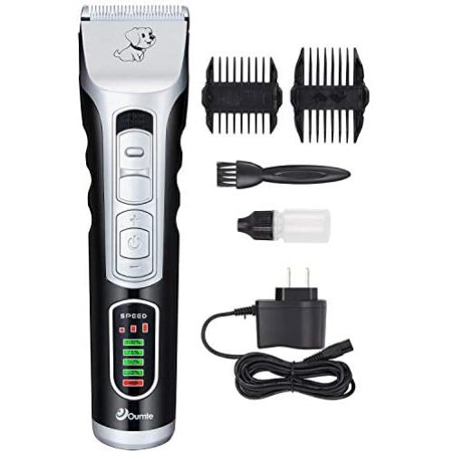 OUMTE Low Noise Clippers for Cats and Dogs Grooming Kit Professional Rechargeable Cordless Pet Trimmer Shaver Hair Clippers for Animals