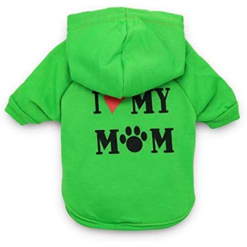 DroolingDog Dog Clothes I Love My Mom Hoodie Pet Puppy Shirts for Small Dogs