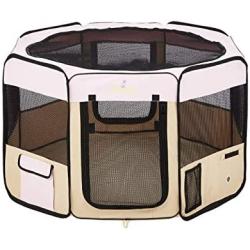 Zampa Portable Foldable Pet playpen Exercise Pen Kennel + Carrying Case for Larges Dogs Small Puppies/Cats | Indoor/Outdoor Use | Water Resistant