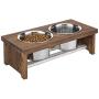 MyGift 5 Inch Height Burnt Wood Small Pet Dog Cat Elevated Raised Feeder Stand with 4 Removable Stainless Steel Bowls