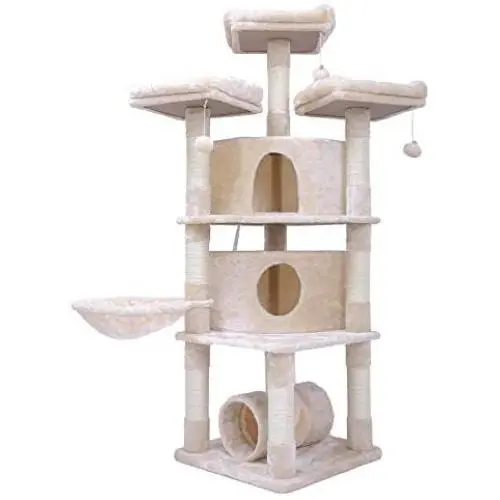 Hey-brother 65'' Extra Large Multi-Level Cat Tree Condo Furniture with Sisal-Covered Scratching Posts, 2 Bigger Plush Condos, Perch Hammock for Kittens, Cats and Pets Hey-brother 65'' Extra Large Multi-Level Cat Tree Condo Furniture with Sisal-Covered Scratching Posts, 2 Bigger Plush Condos, Perch Hammock for Kittens, Cats and Pets