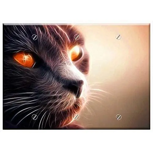 Triple Blank Wall Plate Cover - Cat Feline Pet Animal Gata Cat Face Look 1 Triple Blank Wall Plate Cover - Cat Feline Pet Animal Gata Cat Face Look 1