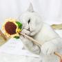 Sunflower Cat Funny Teaser,Flower Crochet Knitted Puppy Interactive Toy,Kitten Catcher Exerciser Chewing Stick Wooden Long Pole Pet Playing Supplies with Bell
