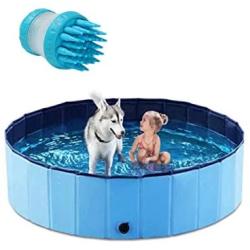 TOTTPED Portable Bathtub Dog Bathing Pool-cCollapsible Pet Swimming Pool-Bathtub Round Pool-with Bath Brush