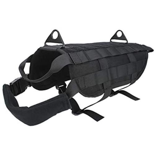 Tactical Dog Harness with Pulling Handle, Military Standard Pet Harnesses, Adjustable MOLLE Nylon Dogs Harness for Outdoor Training Hunting Camping