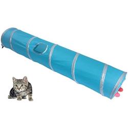 NACOCO Cat Tunnel Collapsible Pet Toy Tubes with a boll for Small Medium & Large Cats Dogs and Other Small House Animals (Blue)