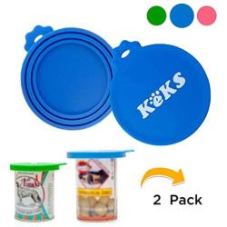 KEKS Pet Can Covers - 2 Pack - BPA Free, Food Grade Silicone Covers - Multisize Pet Food Storage Covers - One Size Fits All Standard Dog Food Cans and Cat Food Cans - Dog Can Lids