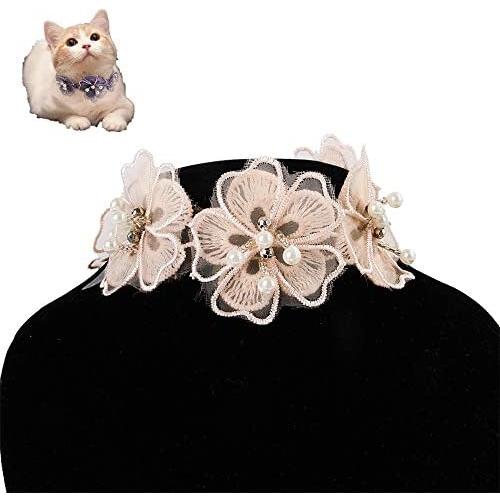 Chenyouwen Pet Toys Great Pet Jewelry Collar Creative Teddy Lace Flower Lace Bib Cute Cat Necklace, Size: S(White) (Color : Pink)