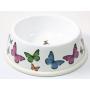 Sweet Pet Home 6.5'' Inch Diameter Round Food Water Bowl with Rubber Rim Butterfly Design for Dogs