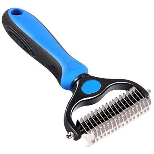 EKAKER Pet Grooming Tool - 2 Sided Undercoat Rake for Dogs and Cats - Safe Shedding and Dematting Comb, Deshedding and Grooming Brush for Mats, Tangles and Knots Removing - No More Nasty Shedding Hair