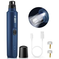 Croci Dog Nail Grinder with LED Light Quiet 15h Working Time - Professional 2-Speed Pet Nail Trimmer Electric Rechargeable Pet Nail Grinder Nail File for Large Medium Small Dogs and Cats