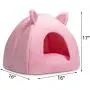Hollypet Pet Bed, Self-Warming 2 in 1 Cat Tent Cave for Kittens and Small Dogs, 16 x 16 x 17 inches Triangle Feline House Hut with Washable Cushion for Indoor Outdoor