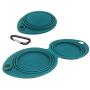 Portable Silicone Collapsible Dog Bowls and Dog Poop Bags Dispenser with 5 roll (100 pcs) Strong Plastic Bags and D-Ring