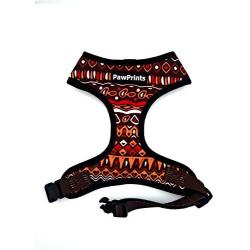 Paw Prints Dog Harness Leash Set NO Choke, Light Padding,Neoprene Lining,Made of Breathable Material,Adjustable Straps,Provides Comfortable Maximum Control (Tribal Stripes, Small)