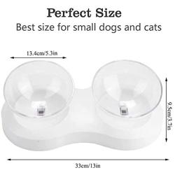 Double Cat Bowl with Raised Stand,15°Tilted Platform Cat Feeders Food and Water Bowls,Reduce Neck Pain for Cats and Small Dogs