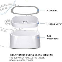 Gelible Pet Water Bowl Dispenser No-Spill,Slow Water Floating Feeder Bowl, Travel Carried Dog Clear Water Bowl