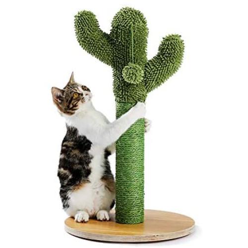 Made4Pets Cactus Cat Scratching Post with Natural Sisal Ropes, Cat Scratcher for Cats and Kittens