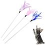 Bullker Kolefei Pet Cat Kitten Sequin Feather Teaser Palying Stick Wand Rod Interactive Toy for Home Purple